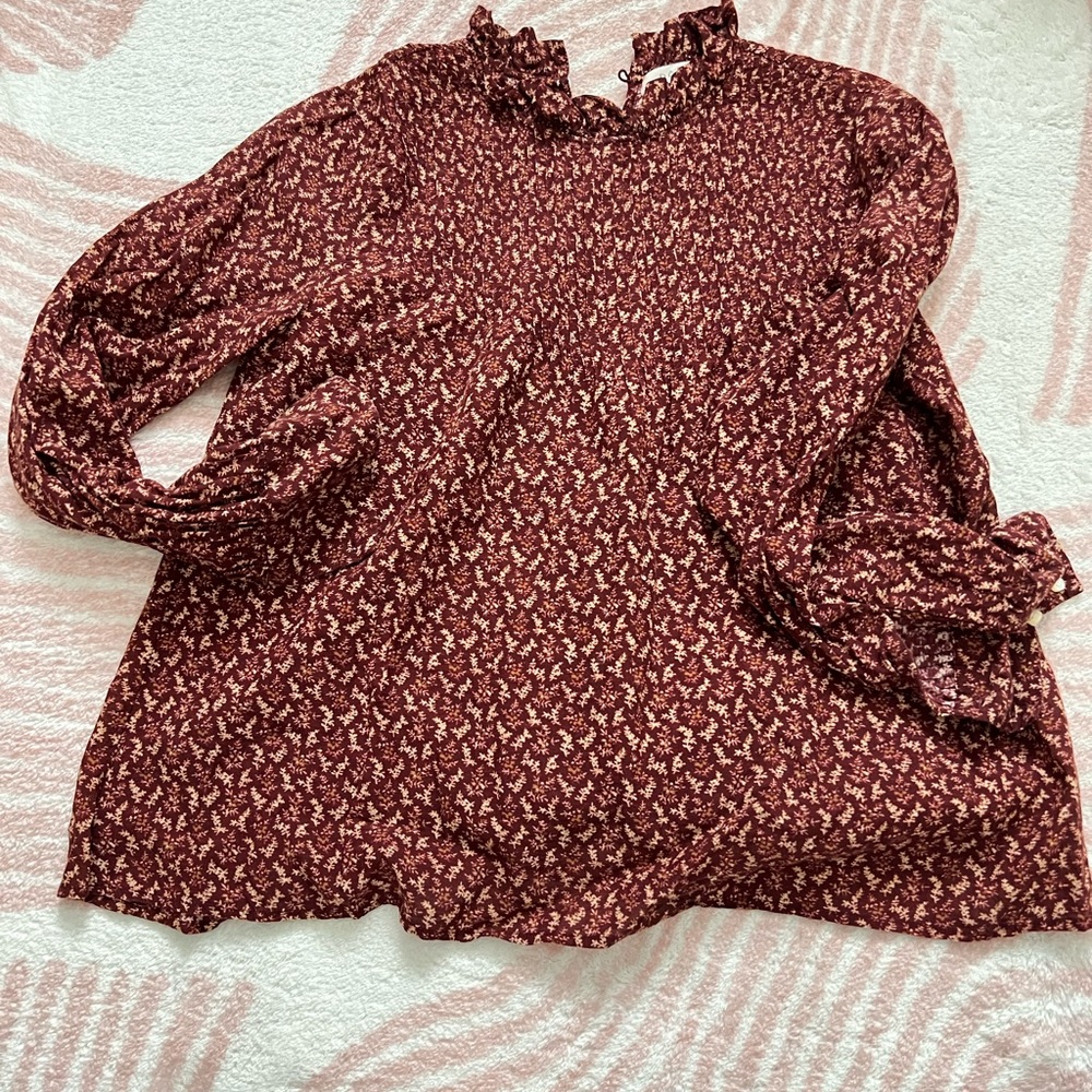 Doen Floral Burgundy Women's Top size xs